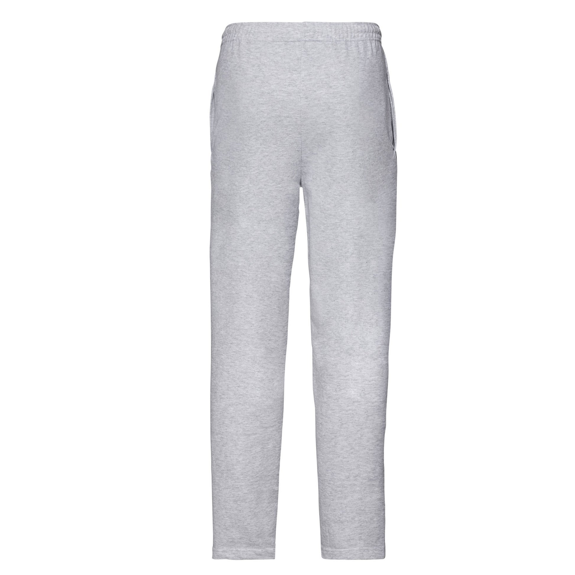 Heather Grey - Back - Fruit of the Loom Unisex Adult Lightweight Open Hem Jogging Bottoms