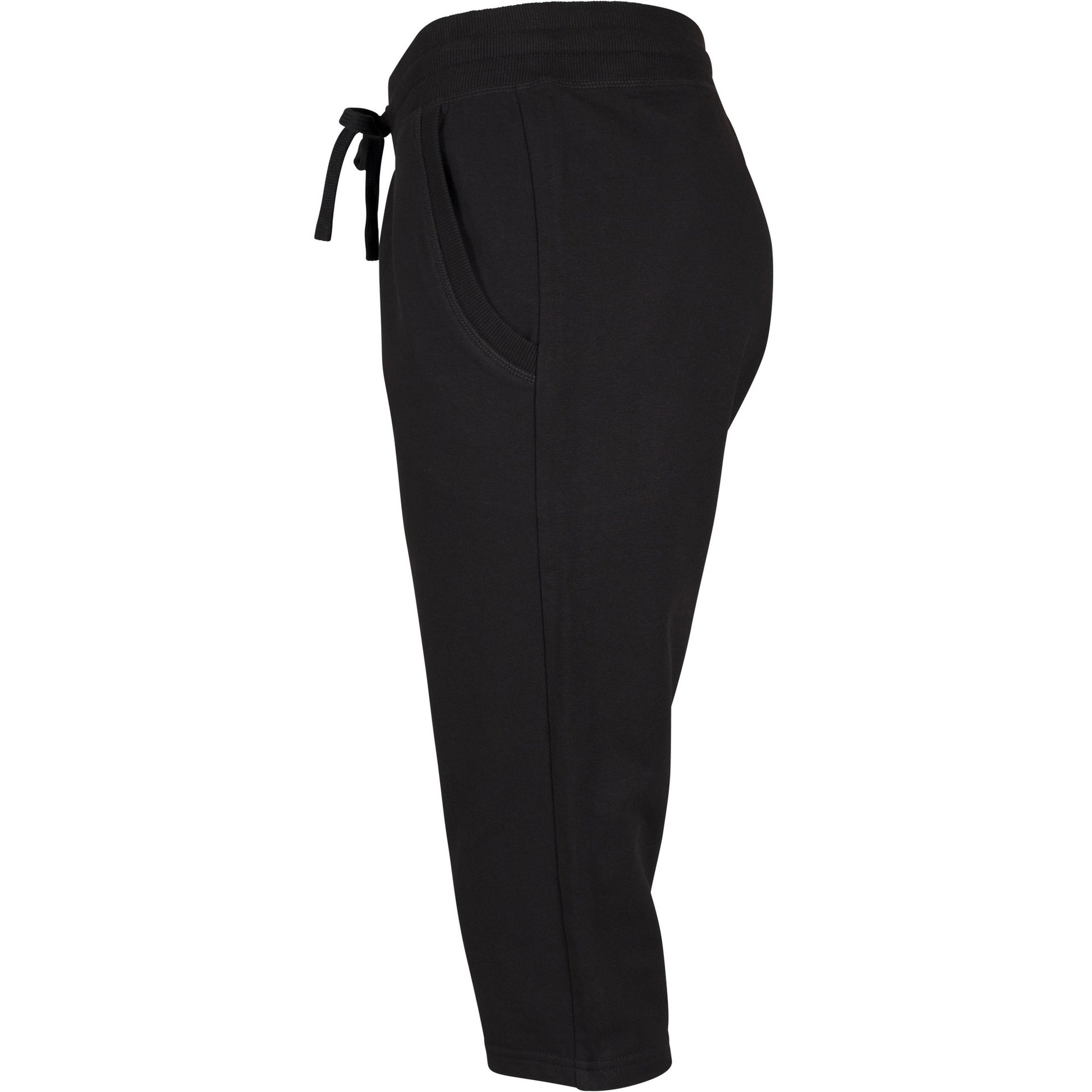 Black - Side - Build Your Brand Womens-Ladies Terry 3-4 Length Jogging Bottoms