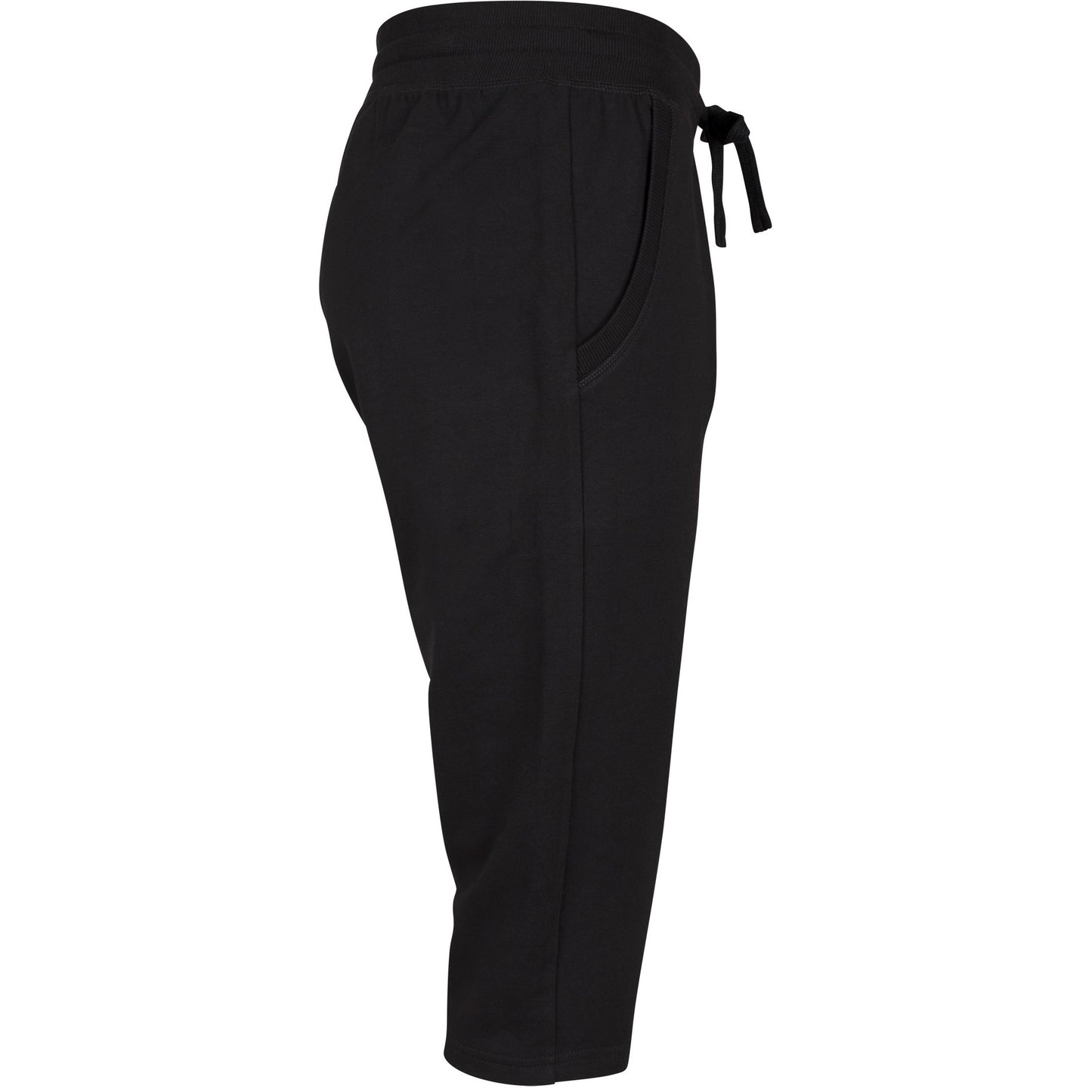 Black - Lifestyle - Build Your Brand Womens-Ladies Terry 3-4 Length Jogging Bottoms