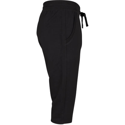 Black - Lifestyle - Build Your Brand Womens-Ladies Terry 3-4 Length Jogging Bottoms