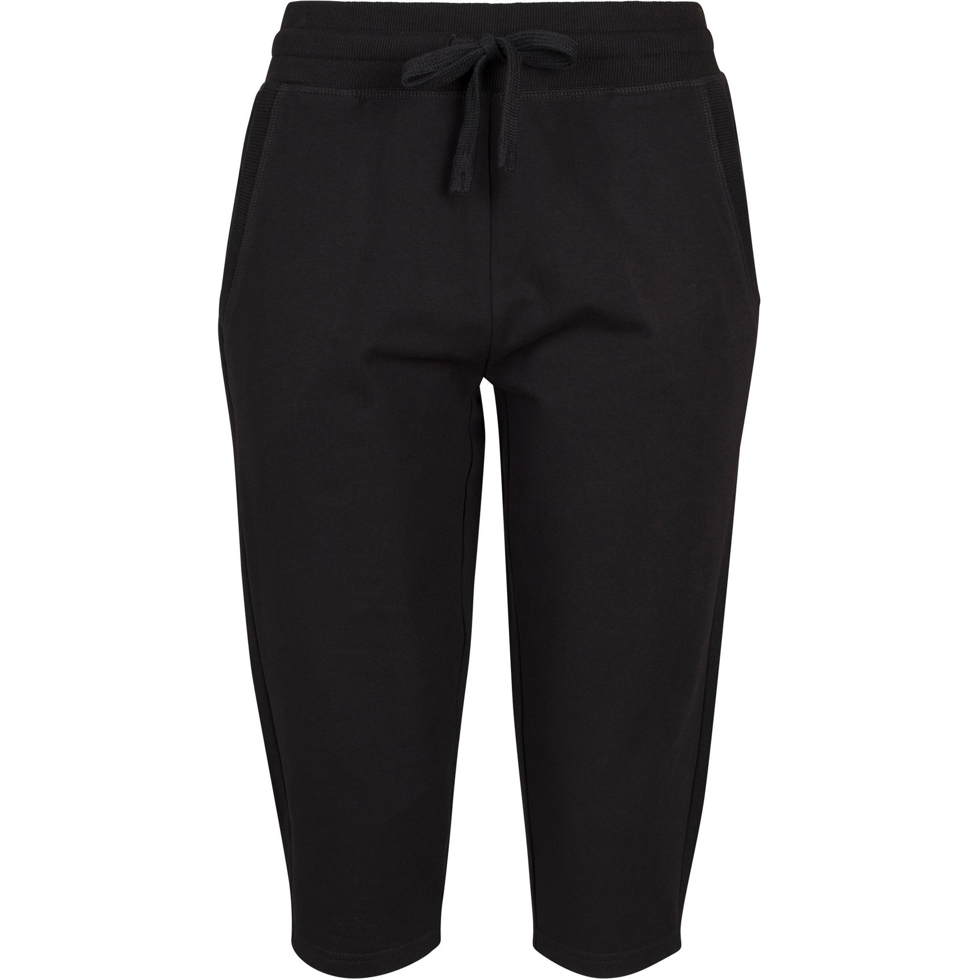 Black - Front - Build Your Brand Womens-Ladies Terry 3-4 Length Jogging Bottoms