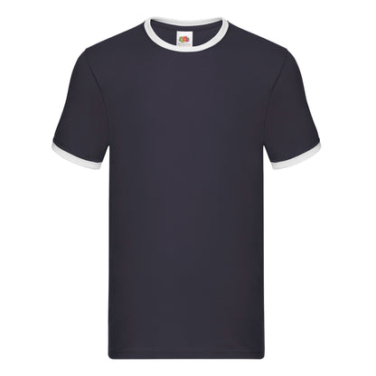 Navy-White - Front - Fruit of the Loom Mens Ringer 160 T-Shirt