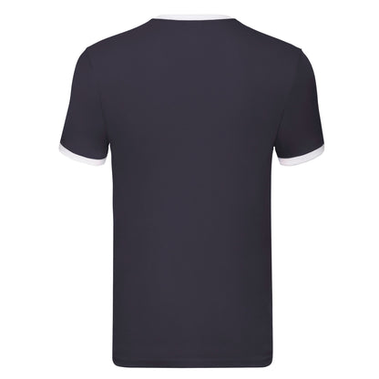 Navy-White - Back - Fruit of the Loom Mens Ringer 160 T-Shirt