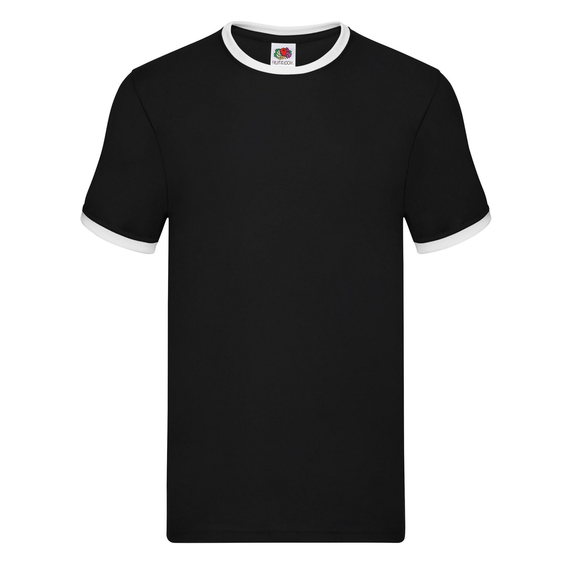 Black-White - Front - Fruit of the Loom Mens Ringer 160 T-Shirt
