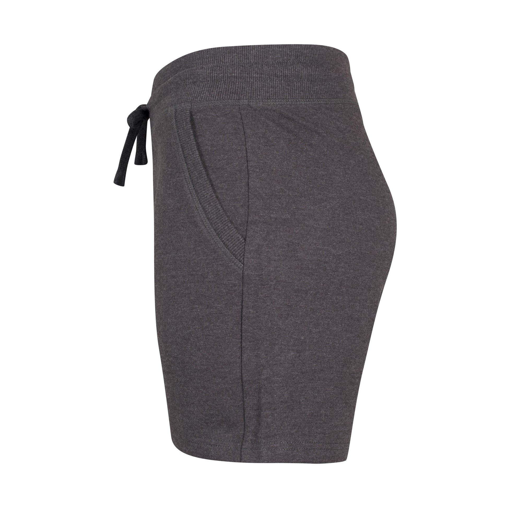 Charcoal - Side - Build Your Brand Womens-Ladies Terry Heather Plain Shorts