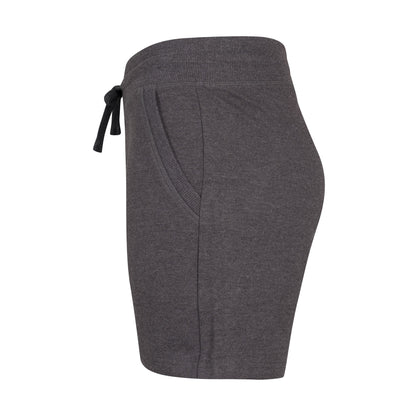 Charcoal - Side - Build Your Brand Womens-Ladies Terry Heather Plain Shorts