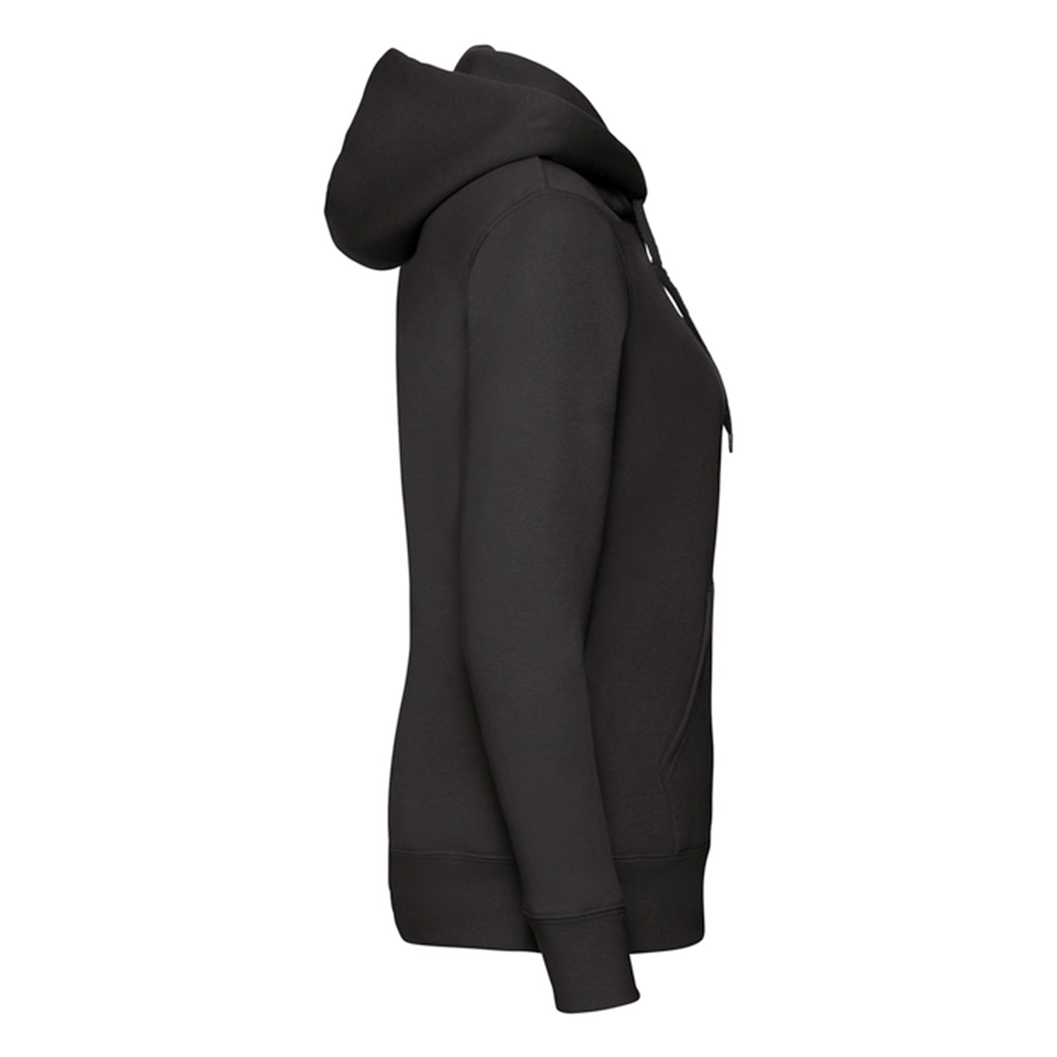 Black - Side - Fruit of the Loom Womens-Ladies Premium Sweat Hoodie