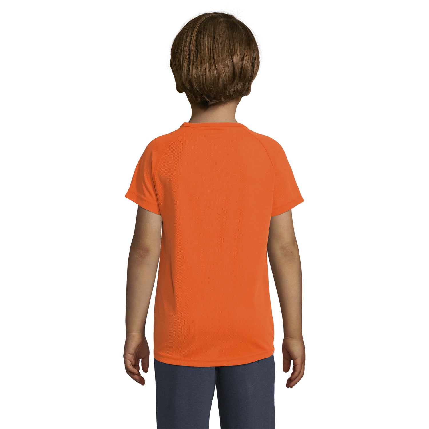 Neon Orange - Back - SOLS Childrens-Kids Sporty Raglan T-Shirt
