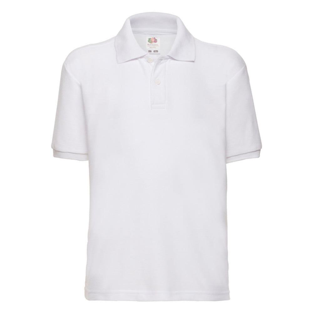 White - Front - Fruit of the Loom Childrens-Kids 65-35 Polo Shirt