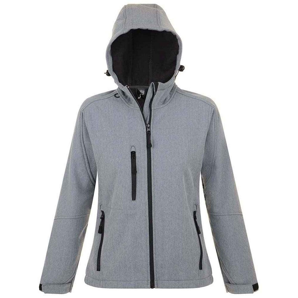 Grey Melange - Front - SOLS Womens-Ladies Replay Soft Shell Jacket