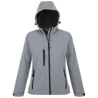 Grey Melange - Front - SOLS Womens-Ladies Replay Soft Shell Jacket