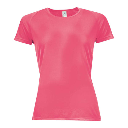 Neon Coral - Front - SOLS Womens-Ladies Sporty Raglan T-Shirt