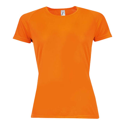 Neon Orange - Front - SOLS Womens-Ladies Sporty Raglan T-Shirt