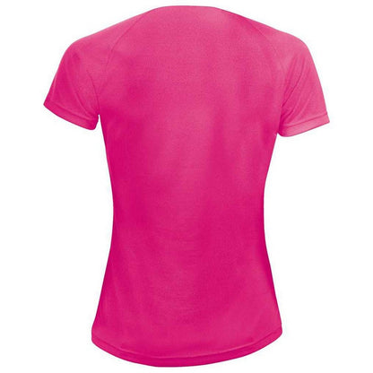 Neon Pink - Back - SOLS Womens-Ladies Sporty Raglan T-Shirt