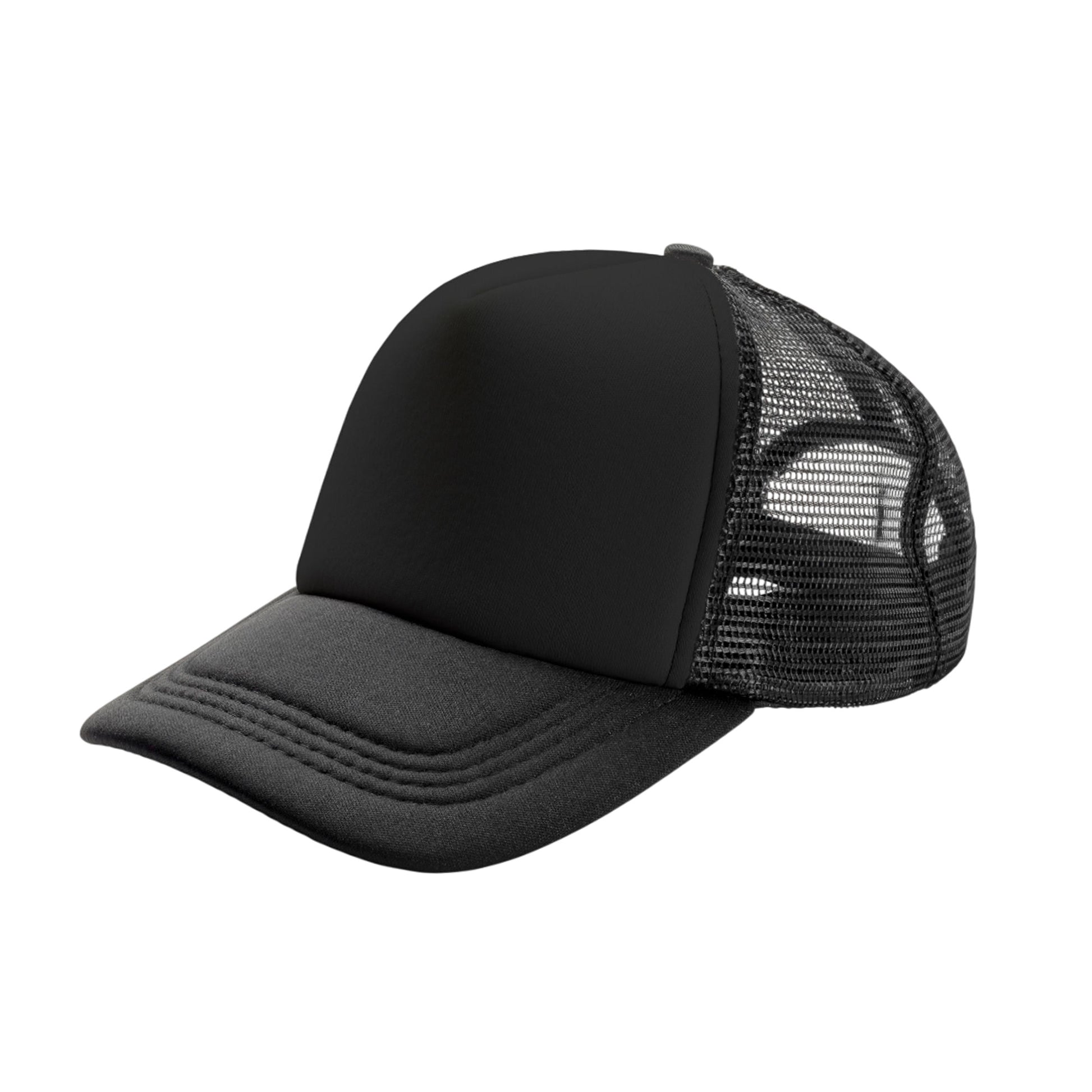 Black-Black - Back - Result Headwear Detroit Mesh Trucker Cap