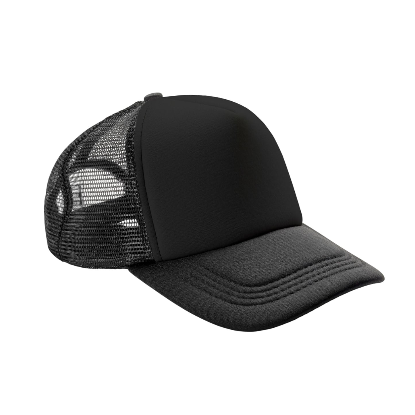 Black-Black - Front - Result Headwear Detroit Mesh Trucker Cap