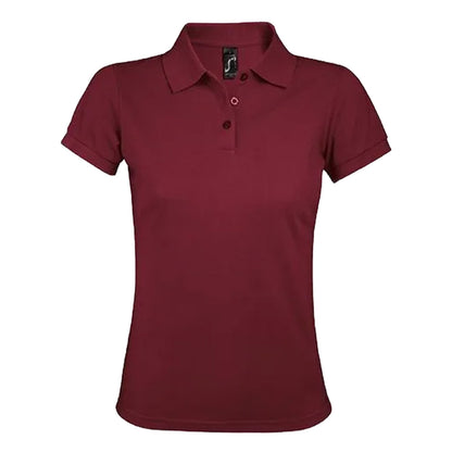 Burgundy - Front - SOLS Womens-Ladies Prime Polo Shirt
