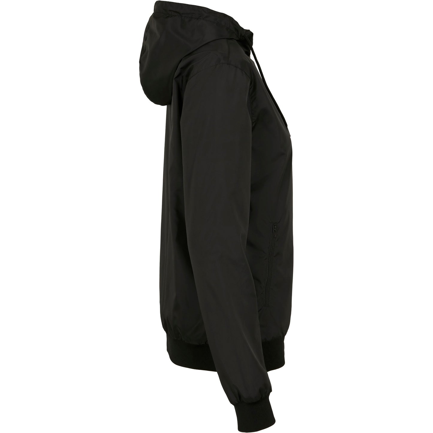 Black - Side - Build Your Brand Womens-Ladies Windrunner Jacket