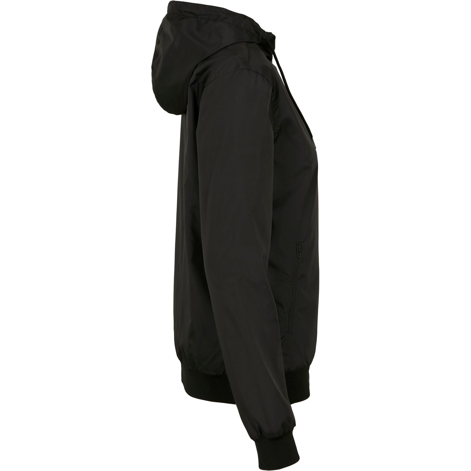 Black - Side - Build Your Brand Womens-Ladies Windrunner Jacket