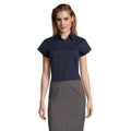 Dark Blue - Front - SOLS Womens-Ladies Excess Stretch Short-Sleeved Blouse
