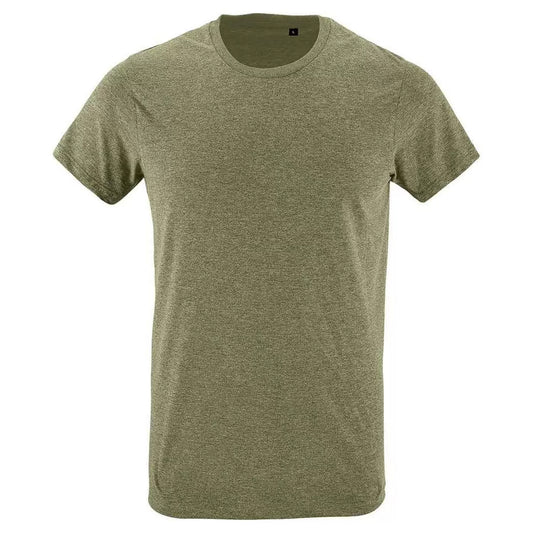 Khaki Green Heather - Front - SOLS Mens Regent Polycotton Slim T-Shirt