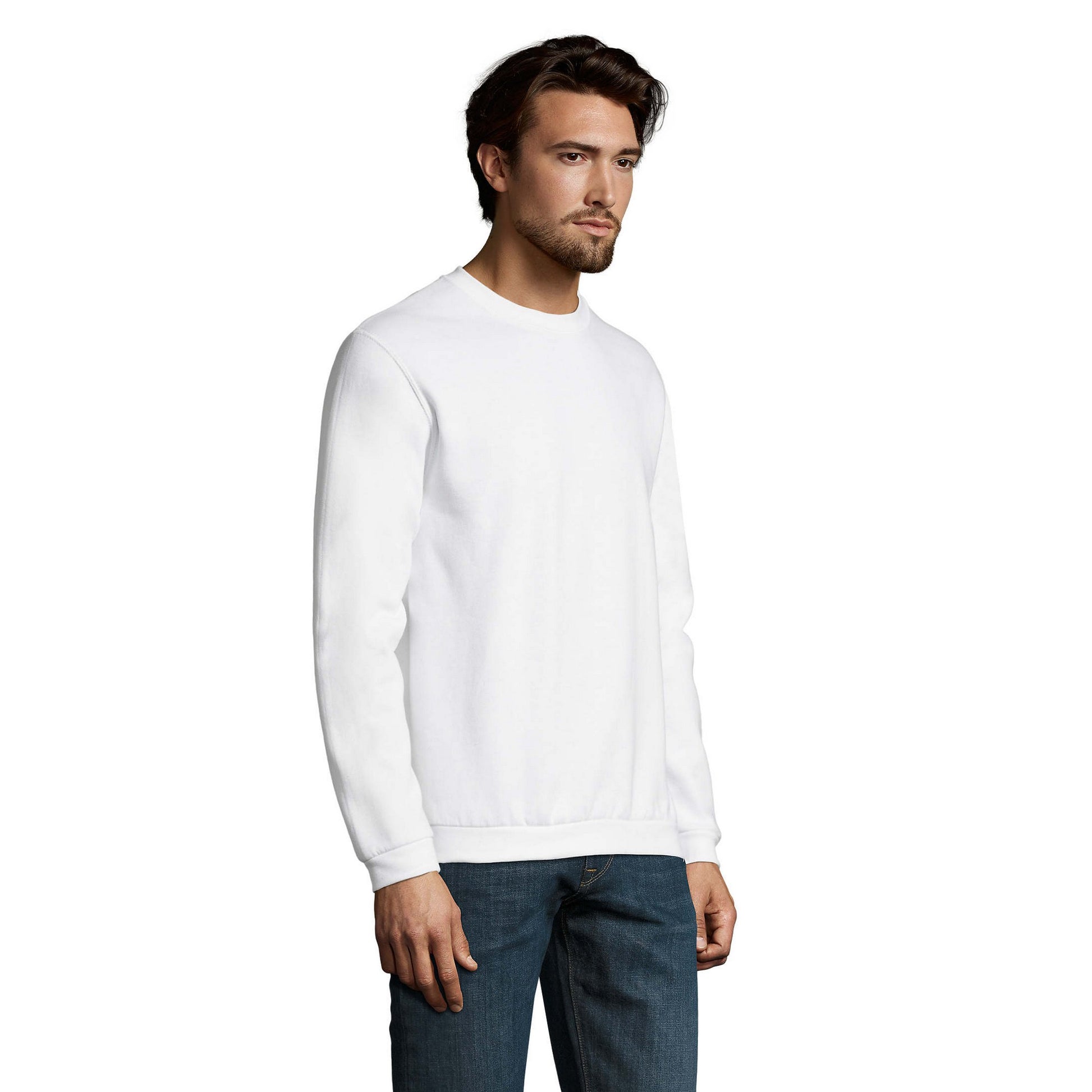 White - Side - SOLS Mens Spider Round Neck Sweatshirt