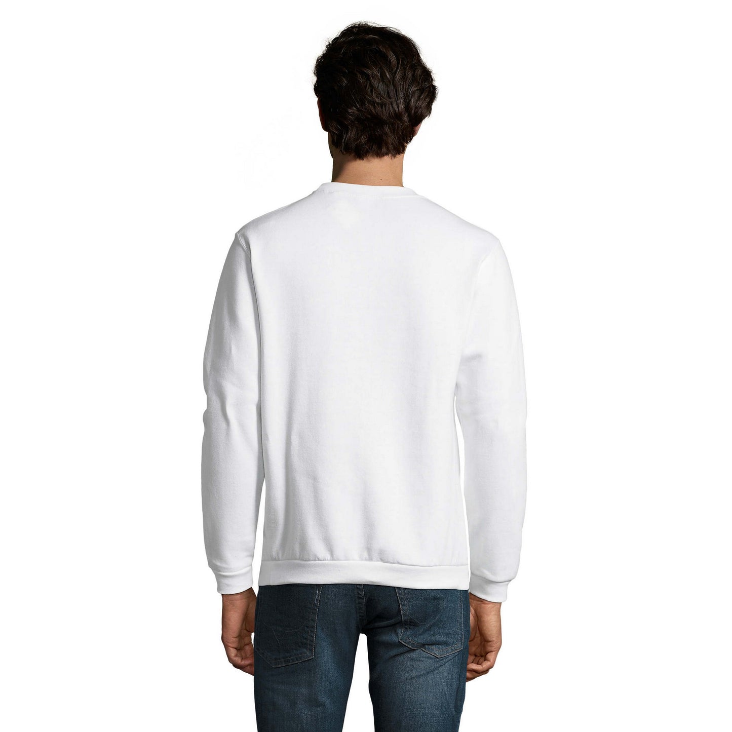 White - Back - SOLS Mens Spider Round Neck Sweatshirt