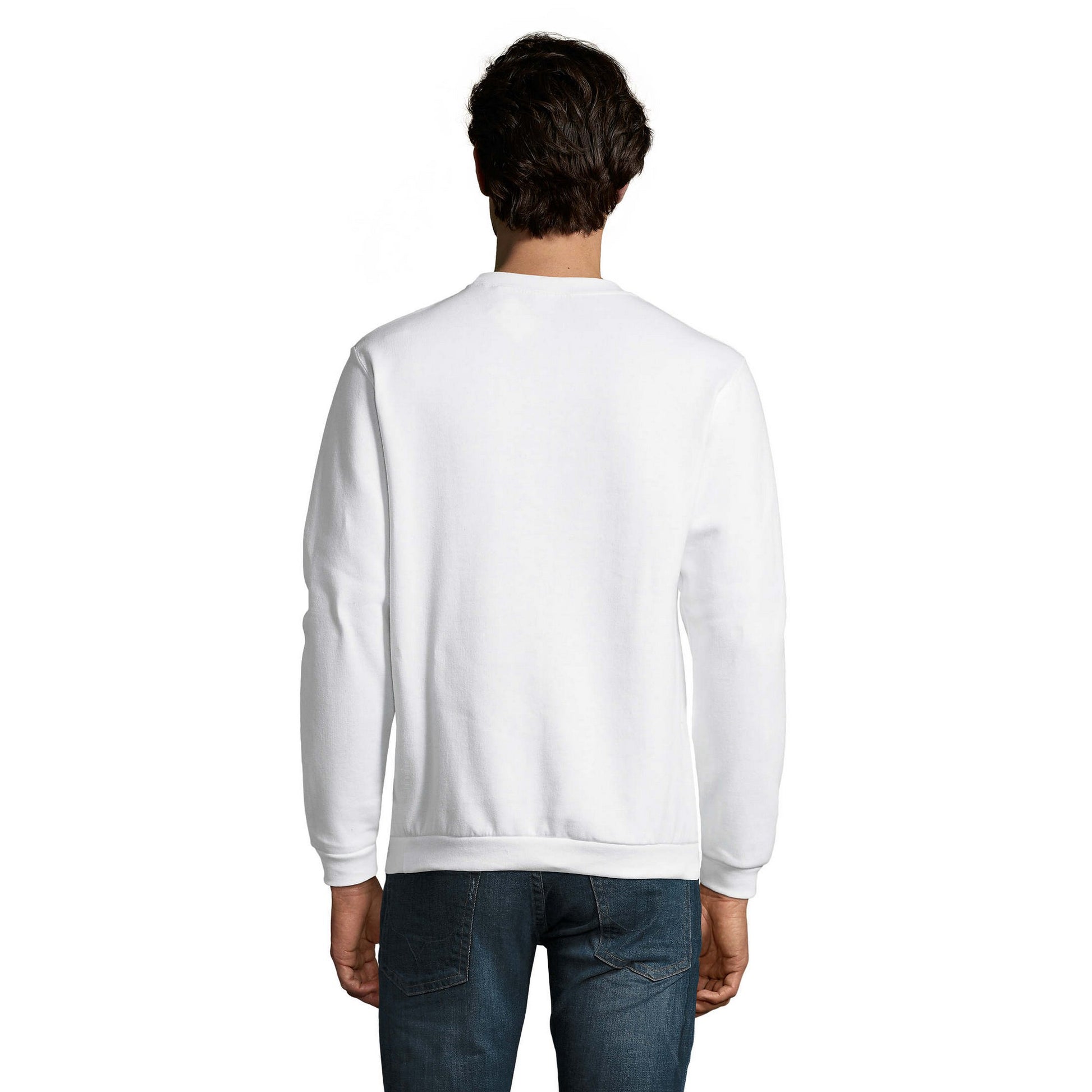 White - Back - SOLS Mens Spider Round Neck Sweatshirt