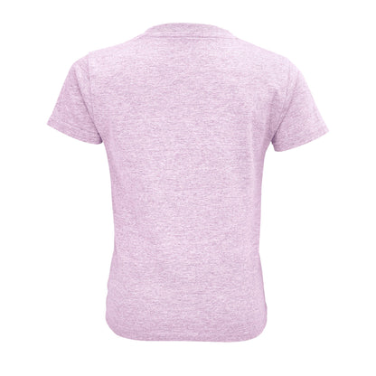 Pink - Back - SOLS Childrens-Kids Crusader Heather T-Shirt