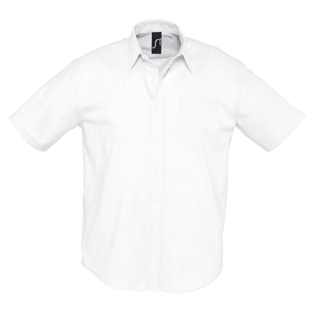 White - Front - SOLS Mens Brisbane Oxford Short-Sleeved Shirt