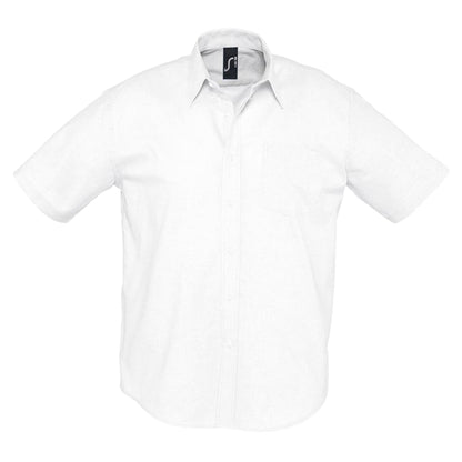 White - Front - SOLS Mens Brisbane Oxford Short-Sleeved Shirt