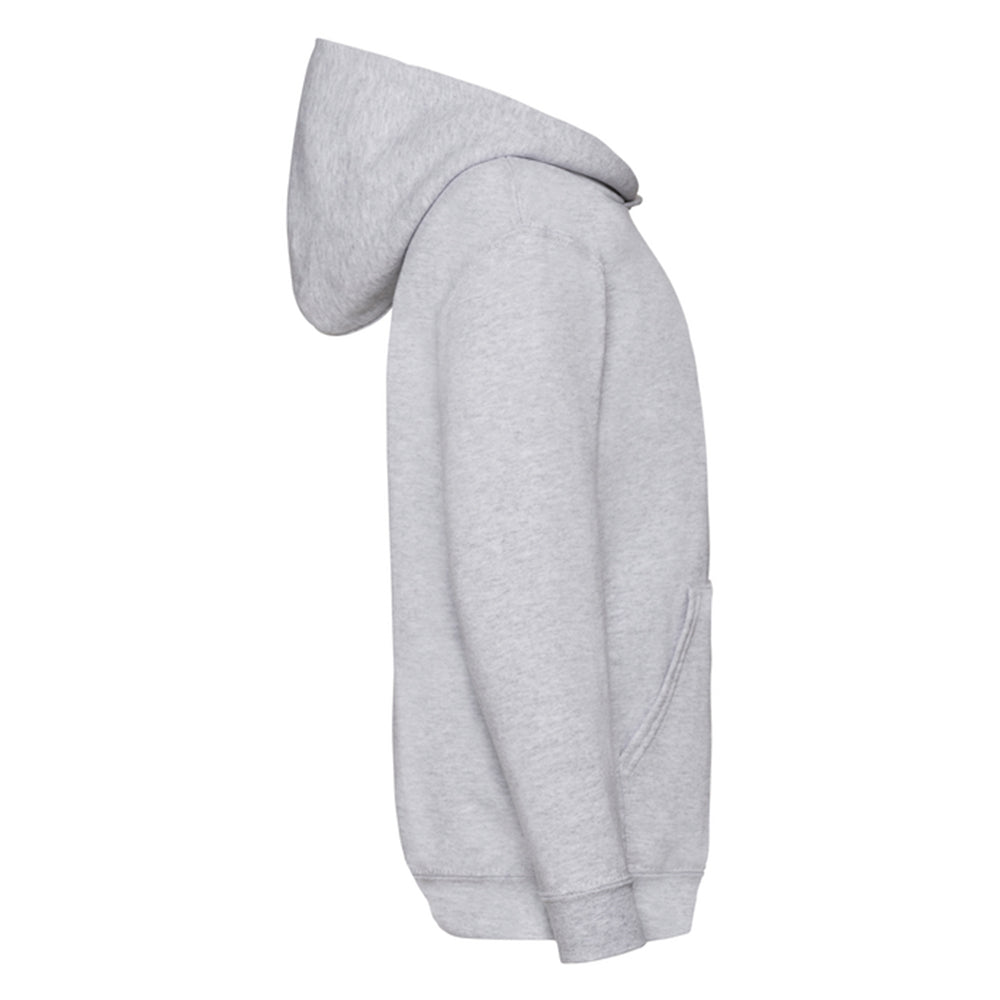 Heather Grey - Side - Fruit of the Loom Childrens-Kids Classic Plain Hoodie