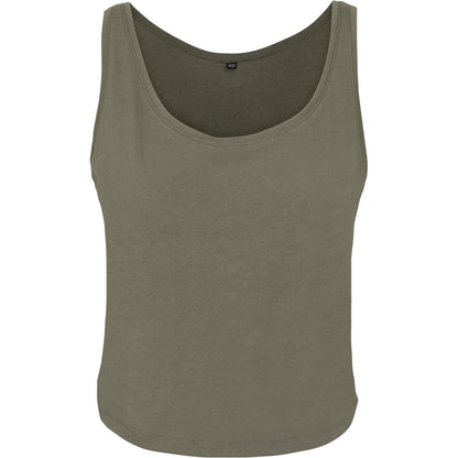 Olive - Front - Build Your Brand Womens-Ladies Oversized Tank Top