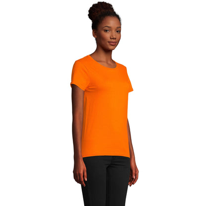 Orange - Side - SOLS Womens-Ladies Pioneer T-Shirt