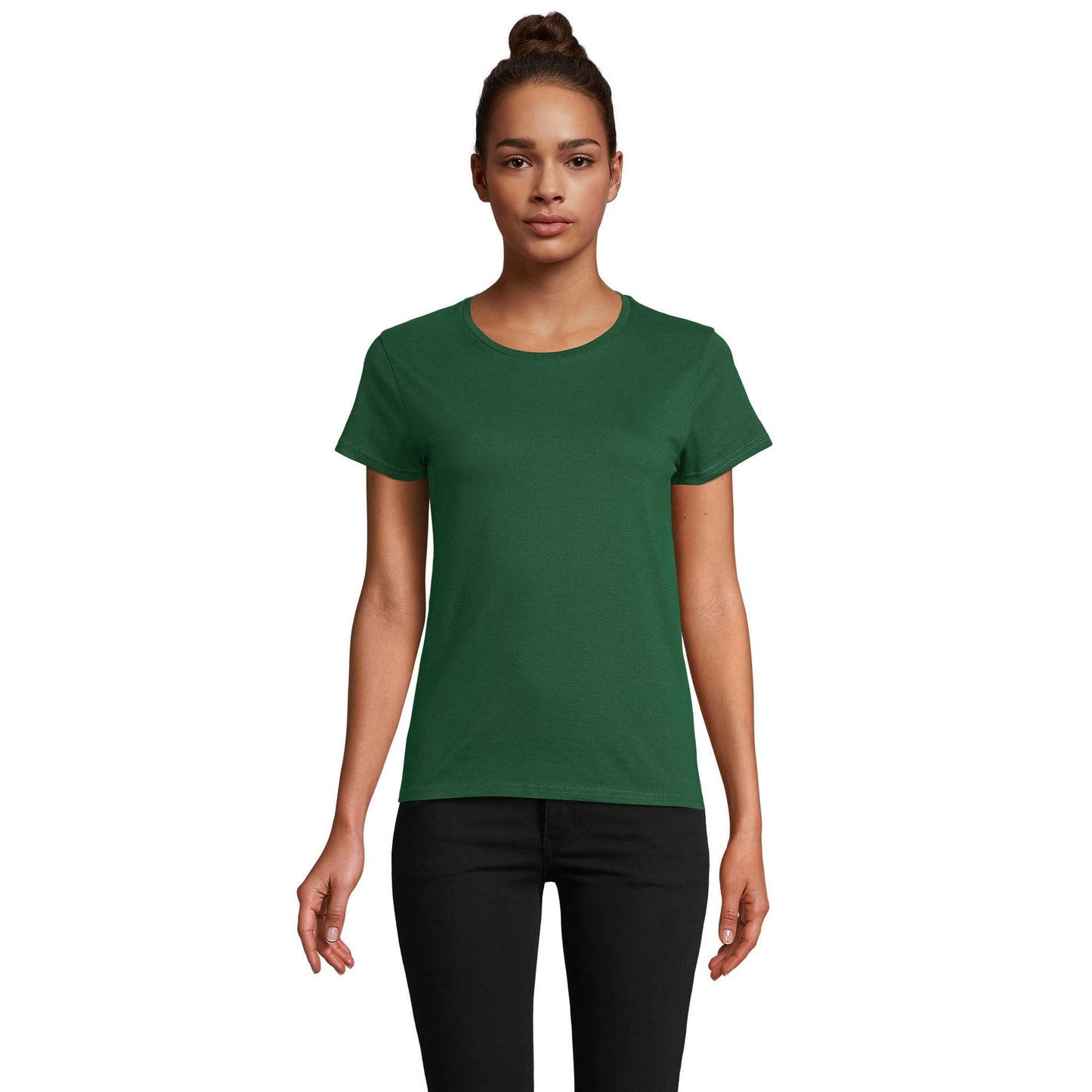 Bottle Green - Front - SOLS Womens-Ladies Pioneer T-Shirt