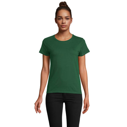 Bottle Green - Front - SOLS Womens-Ladies Pioneer T-Shirt