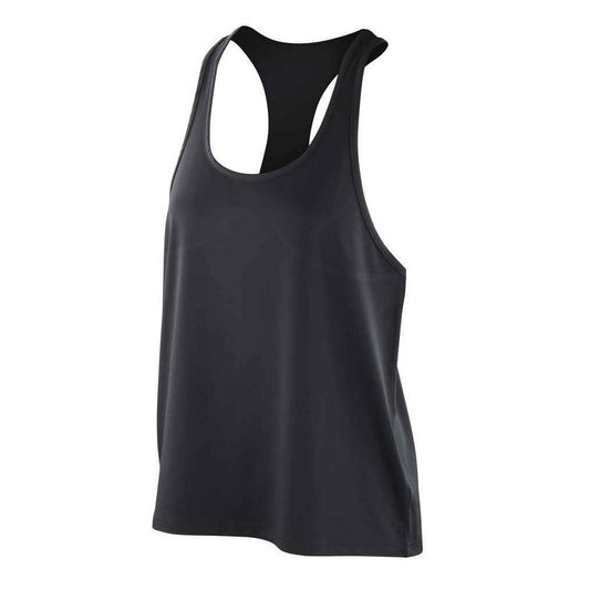 Black - Front - Spiro Womens-Ladies Impact Softex Tank Top