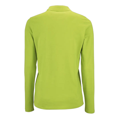 Apple Green - Back - SOLS Womens-Ladies Perfect Pique Long-Sleeved Polo Shirt