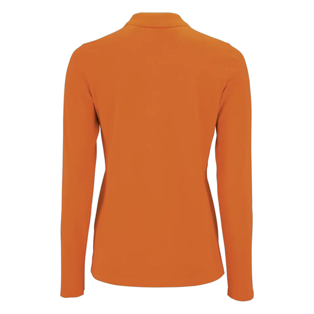 Orange - Back - SOLS Womens-Ladies Perfect Pique Long-Sleeved Polo Shirt