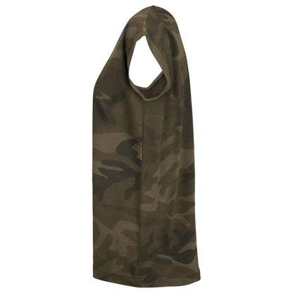 Olive Camo - Lifestyle - Build Your Brand Womens-Ladies Camo Extended Shoulder T-Shirt