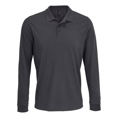 Dark Grey Solid - Front - SOLS Unisex Adult Polycotton Long-Sleeved Polo Shirt