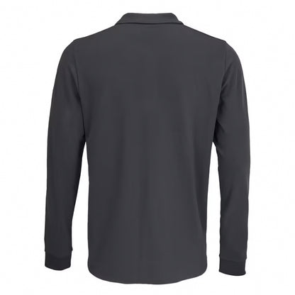 Dark Grey Solid - Back - SOLS Unisex Adult Polycotton Long-Sleeved Polo Shirt