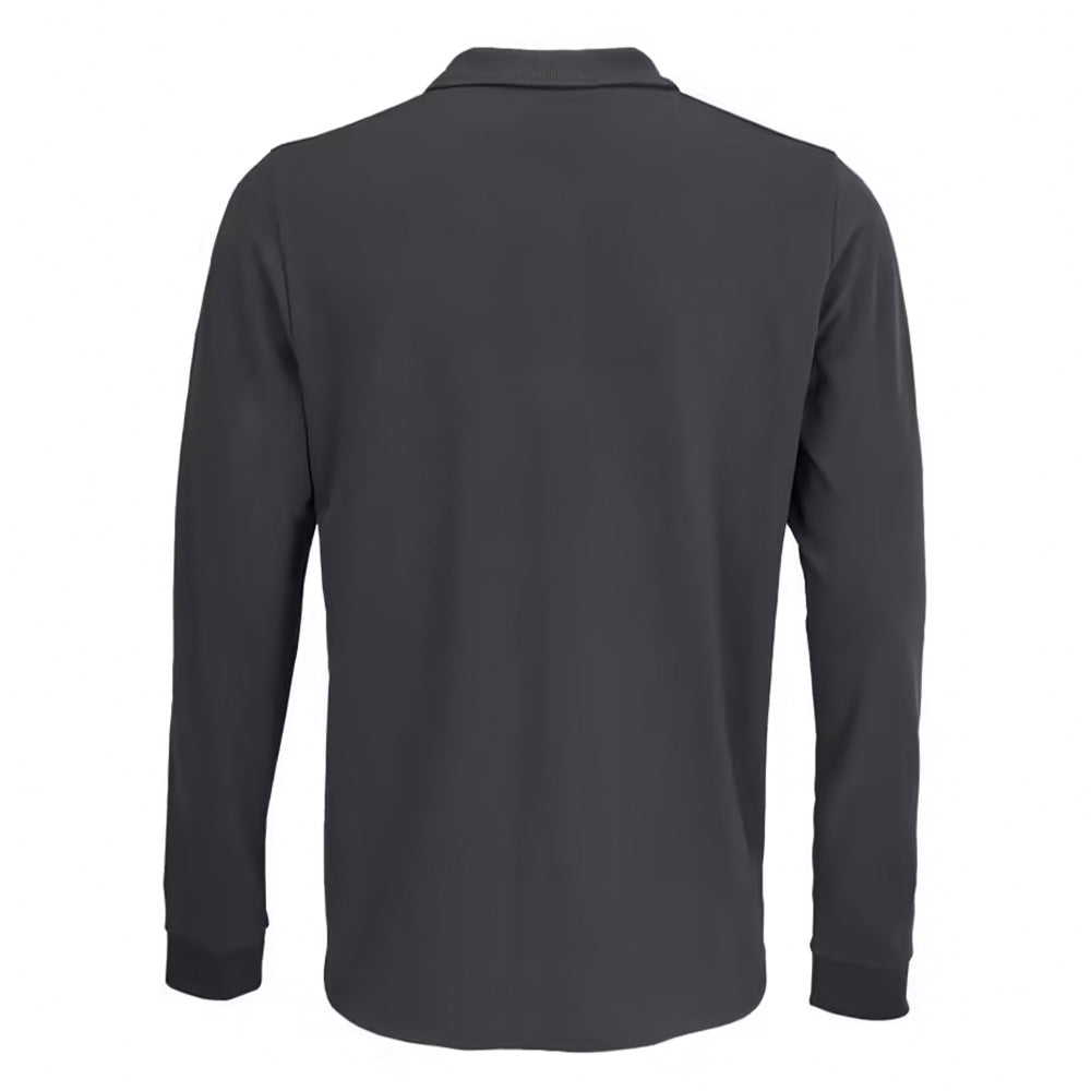 Dark Grey Solid - Back - SOLS Unisex Adult Polycotton Long-Sleeved Polo Shirt