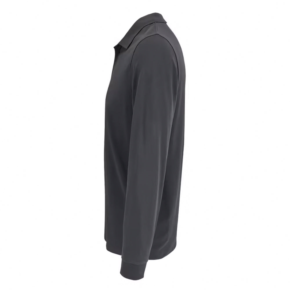 Dark Grey Solid - Side - SOLS Unisex Adult Polycotton Long-Sleeved Polo Shirt