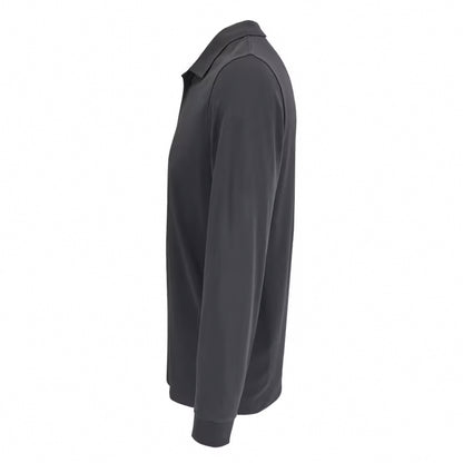 Dark Grey Solid - Side - SOLS Unisex Adult Polycotton Long-Sleeved Polo Shirt