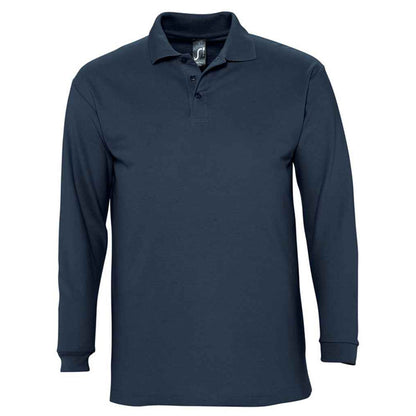 Navy - Front - SOLS Unisex Adult Winter II Long-Sleeved Polo Shirt