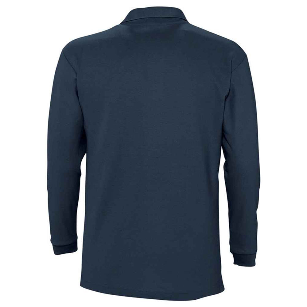 Navy - Back - SOLS Unisex Adult Winter II Long-Sleeved Polo Shirt