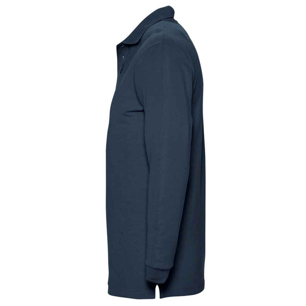 Navy - Side - SOLS Unisex Adult Winter II Long-Sleeved Polo Shirt