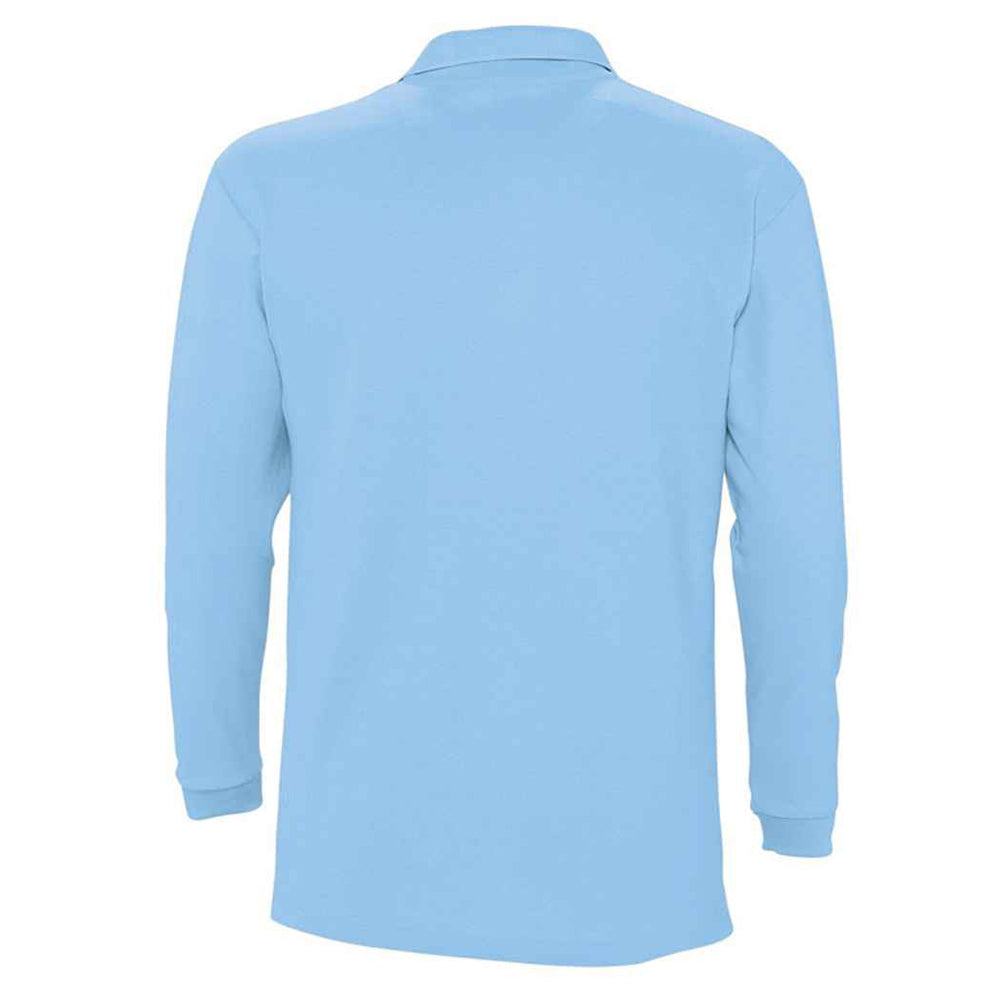 Sky Blue - Back - SOLS Unisex Adult Winter II Long-Sleeved Polo Shirt