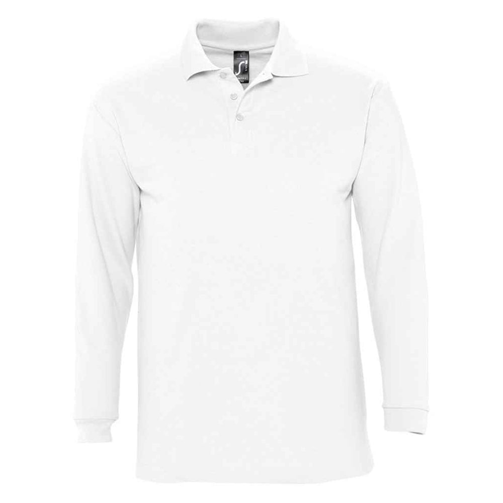 White - Front - SOLS Unisex Adult Winter II Long-Sleeved Polo Shirt